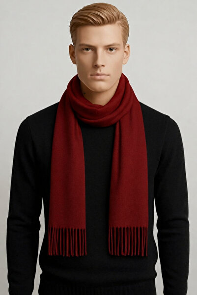 Tarz Cool Eșarfă unisex din lână burgundă