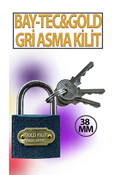 Baytec Γκρι λουκέτο Bay-Tec & Gold 38 MM με 3 κλειδιά