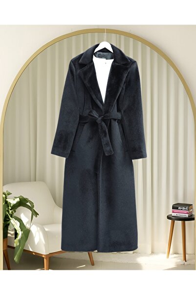 Modamorfo Beli Bağlamalı Astarlı Cepli Sakallı Kaban -Siyah