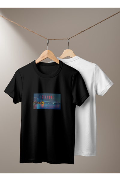 Istanbul Baskılı Basic T-Shirt Unisex %100 Pamuk