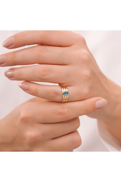 by milo jewellery 14 Ayar Blue Horizon Şovalye Yüzük