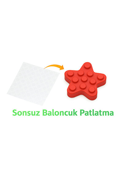 Yıldız Sonsuz Baloncuk Patlatma Oyuncağı (Kırmızı) - Stres Giderici, Rahatlatıcı Baloncuk Patlatma