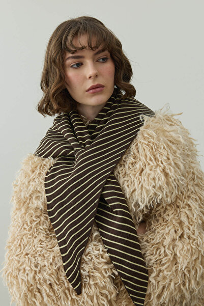 Fahhar Çift Yönlü Çizgili Fular Atkı Sarı