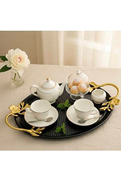 Generica صينيه معدن للضيافه والتقديم لون اسود