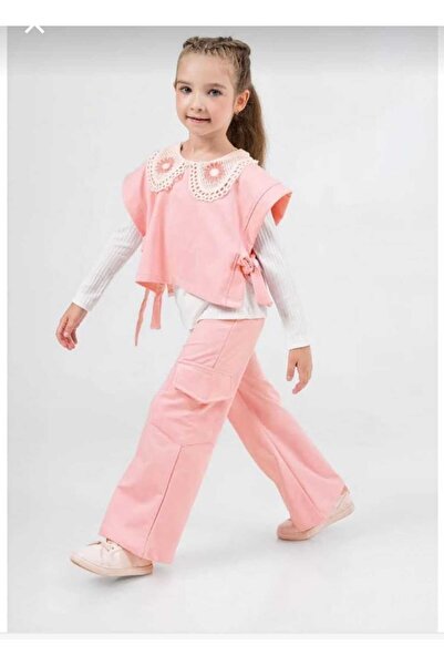 ALYA BUTİK طقم بناتي ثلاثي من أليا بوتيكس بتفاصيل ياقة دانتيل، وربطة عنق، وجز...