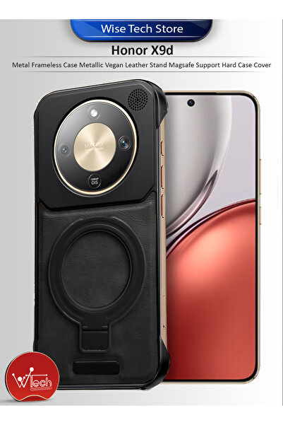 Wtech جراب معدني بدون إطار لهاتف Honor X9d 5G 2025، مصنوع من الجلد النباتي ال...