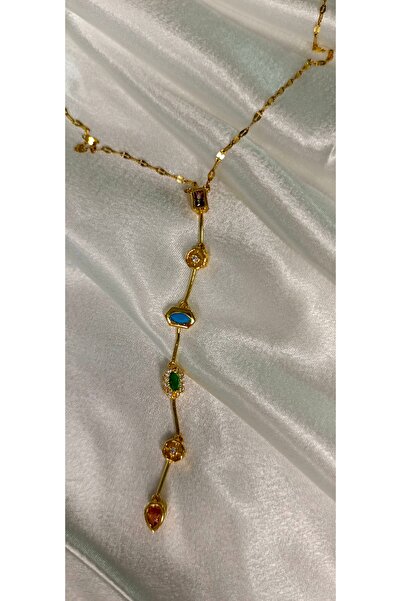 Poyi Aksesuar RENKLİ TAŞLI Y KOLYE