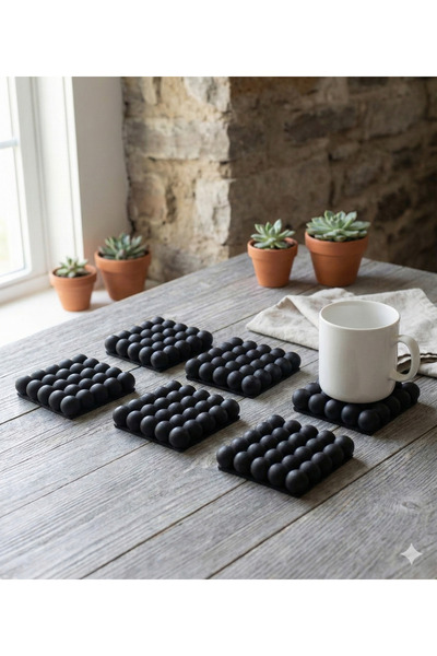 NGAHOME Bubble Design Black Coaster |   Modern & Decorative Heat Resistant Co...