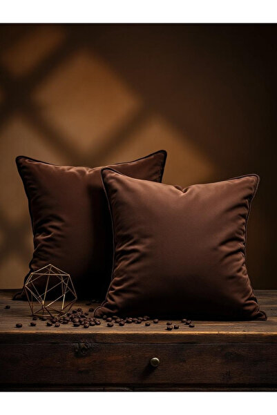 JACA 2-Piece Square Soft Textured Plush Fabric Pouf Cushion Cover (2 Pieces)