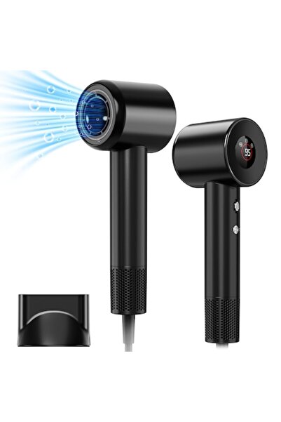 AdyMel Uscator de par Profesional cu 500 de milioane de ioni negativi, salon, casa, calatorii, Negru