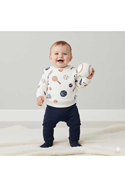 MiniBou Baby Boy Basketball Patterned 2-Piece Tracksuit Set