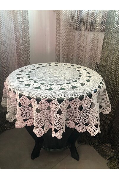 MOR TIRTIL غطاء طاولة دائري من الدانتيل المصنوع يدويًا، هدية تذكارية عتيقة
