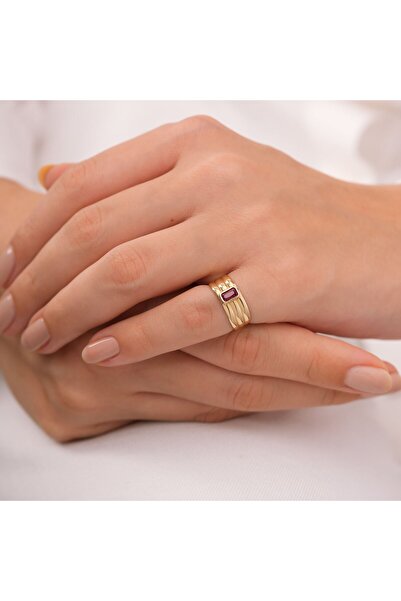 by milo jewellery 14 Ayar Pink Aura Şovalye Yüzük