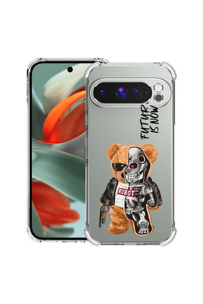 bestcase Carcasă antișoc compatibilă cu Google Pixel 10 / Pixel 10 Pro, Jumătate robot, Jumătate ursuleț de pluș,