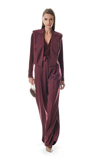 EXPLOSION Çizgili Kolsuz Kruvaze Kısa Ceket