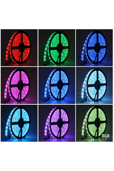 POWERR LED AYDINLATMA 24 Volt RGB 5050 SMD İç Mekan Silikonsuz 60 Ledli 5 Met...