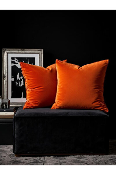 JACA 2-Piece Square Soft Textured Plush Fabric Pouf Cushion Cover (2 Pieces)