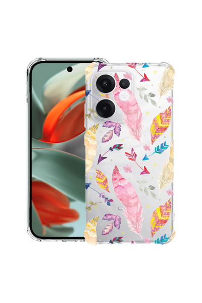 bestcase Carcasă antișoc Husa pentru Oppo Reno15, pene colorate