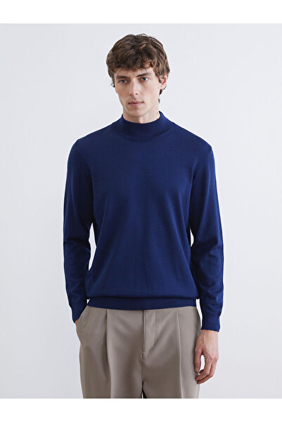 LC Waikiki Southblue Navy Blue Half Turtleneck Men's Knit Sweater