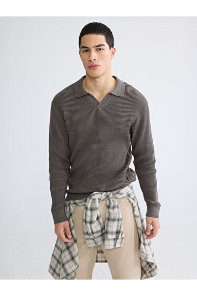 LC Waikiki Xside Beige Polo Collar Men's Knitwear Sweater