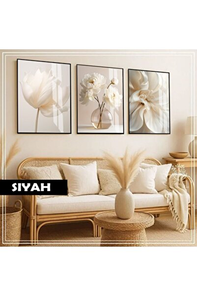 Harika bir ev HARİKABİREV|SOFT BEYAZ ZARİF ÇİÇEKLER KOMBİNİ |ÇERÇEVELİ CAM TA...
