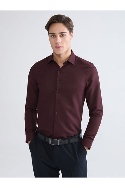 LC Waikiki Burgundy Slim Fit Dobby Men's Shirt