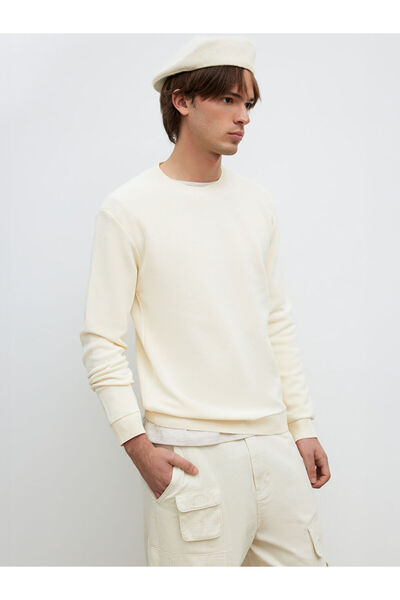 LC Waikiki Ecru Crew Neck Men's Knitwear Sweater