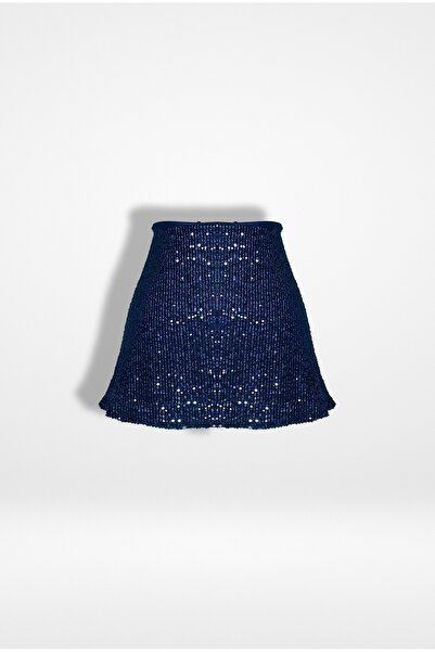 Muu&Lorg Lacivert Mini Pul Payet Etek