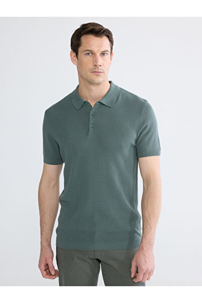 LC Waikiki LCWAIKIKI Pulover tricot pentru bărbați cu guler polo clasic verde