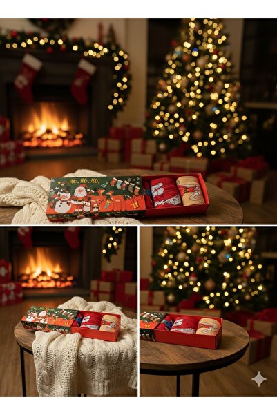 PUFİS 5'li Karma Yılbaşı Desenli Kışlık Çorap Paketi - Çok Renkli Konsept