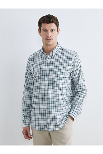 LC Waikiki Lcwaikiki Classicgreen Regular Fit Plaid Gabardine Men's Shirt