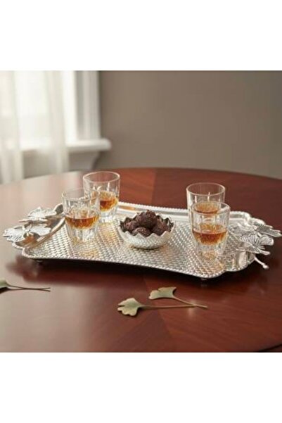 Generica Small metal serving tray, silver color, Turkish made