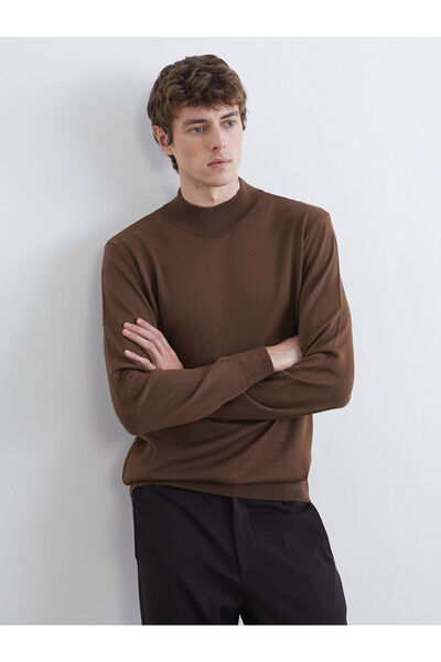 LC Waikiki Southbluebeige Half Turtleneck Men's Knitwear Sweater