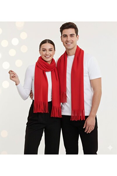 NERGIZ شال كومبيني مزدوج من الصوف الأحمر كاسول