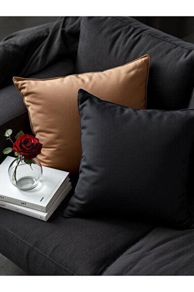 JACA 2-Piece Square Linen Fabric Solid Color Throw Pillow Cover (2 Pieces)