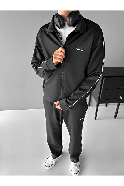 ablukaonline Bărbați supradimensionat cu fermoar cu imprimeu Swea tricou negru