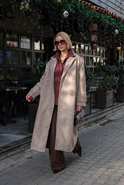 MODA S&S BZLİNE Striped cashmere coat