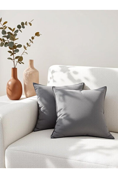 JACA 2-Piece Square Linen Fabric Solid Color Throw Pillow Cover (2 Pieces)