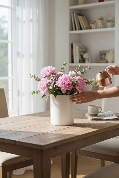 Akayev Mermer Beyaz Saksı