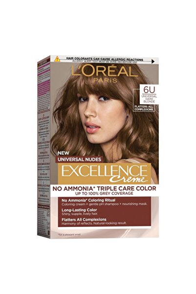 L'Oreal Paris Vopsea Par Permanenta fara Amoniac Excellence Universal Nudes, 6U Dark Blonde, 192 ml