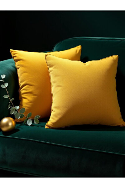 JACA 2-Piece Square Linen Fabric Solid Color Throw Pillow Cover (2 Pieces)