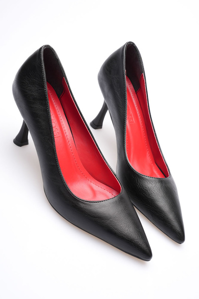 AleWomen Pantofi de damă Shoper din piele neagră cu toc de 8 cm, confortabili...