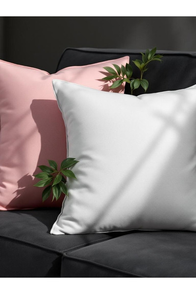 JACA 2-Piece Square Linen Fabric Solid Color Throw Pillow Cover (2 Pieces)