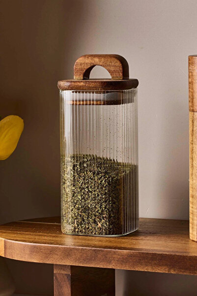 abnturk 700ml Kare Cam Kavanoz Akasya Vakum Kapaklı Gıda Saklama Kabı Hava Al...