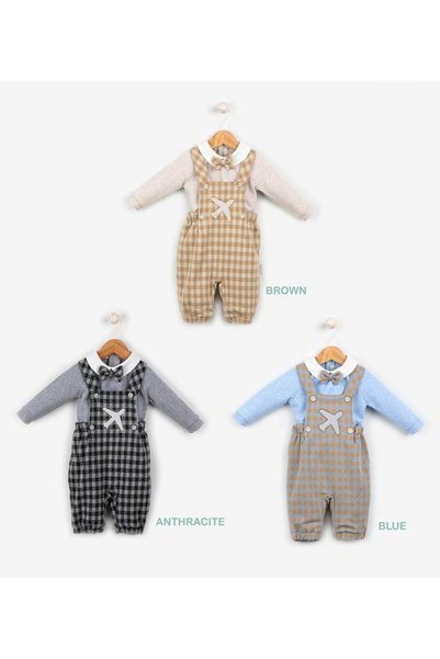 Butik طقم أفرول/جمبسوت للأطفال مع ربطة عنق فراشة، قطعتان