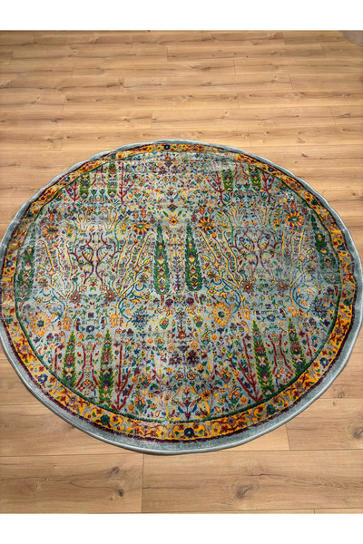 Calypso CALİPSO ETNİK ÖZEL TEZGAH HALISI ÖZEL İPLİK YUMUŞAK DOKULU YUVARLAK H...