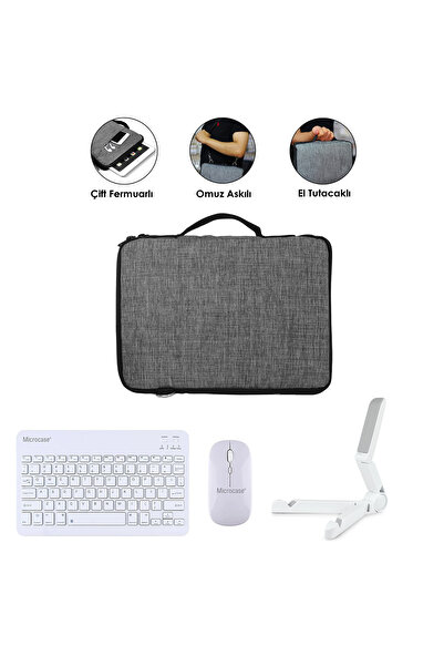 Microcase Honor Pad V9 11.5'' Tablet Uyumlu Gri Çanta + Türkçe BT Klavye + Mo...