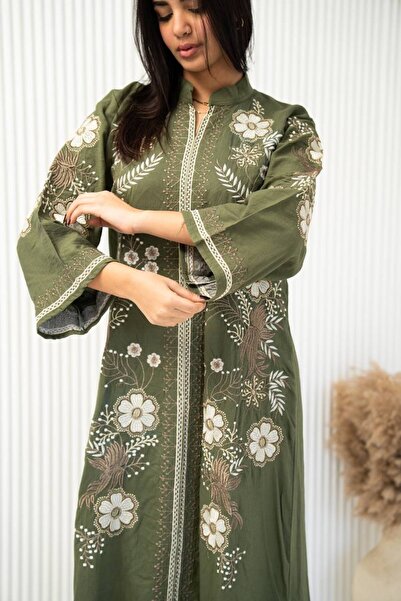 AFandina جلابية كتان فاخرة بتطريز راقي – خيارك للكشخة اليومية SM - 1