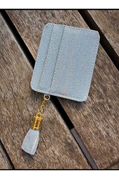 ÖZÜM TAKI Women's Silvery Tasseled Card Holder Light Blue