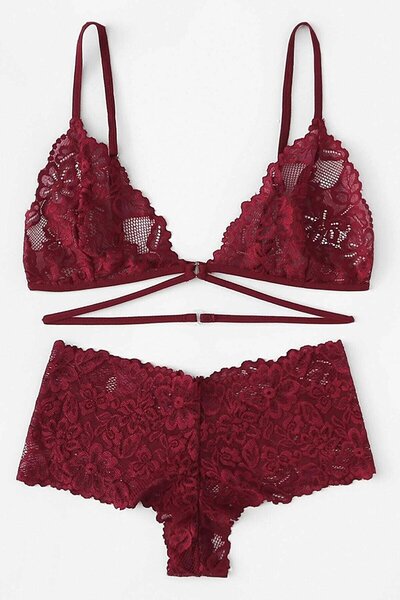 İntive Lingerie Women's Burgundy Special Stylish Bra Panties Set